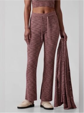 Athleta Revolve Ribbed Boot-Cut Lounge Pants in Tawny Rose Yoga Size Small